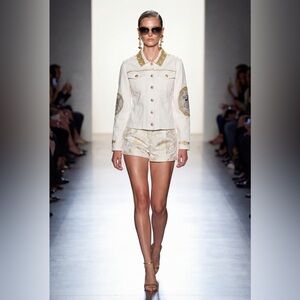 Baroque style White Jacket with Gold Embroidery